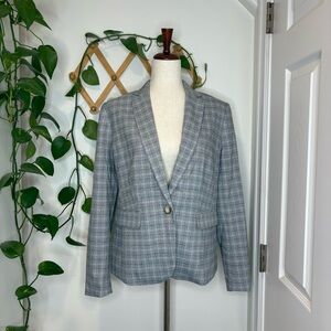 ANN TAYLOR One Button Plaid Blazer Suit Jacket